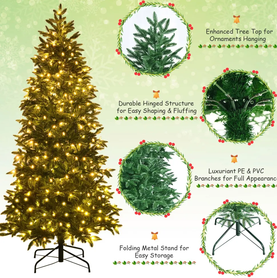 Discount The Holiday Aisle Green Realistic Artificial Cashmere Christmas Tree With Led Lights