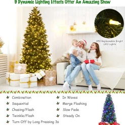 Discount The Holiday Aisle Green Realistic Artificial Cashmere Christmas Tree With Led Lights