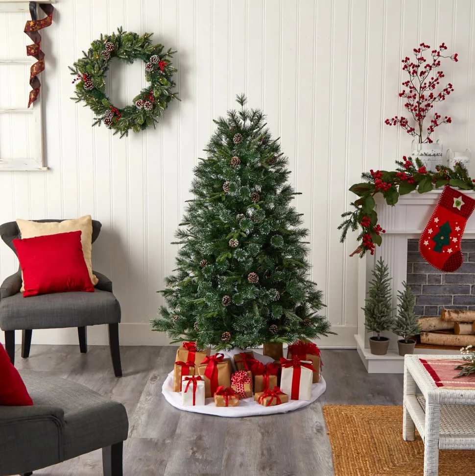 Fashion The Holiday Aisle Green Realistic Artificial Pine Cashmere Christmas Tree With 900 Led Lights And Pinecones