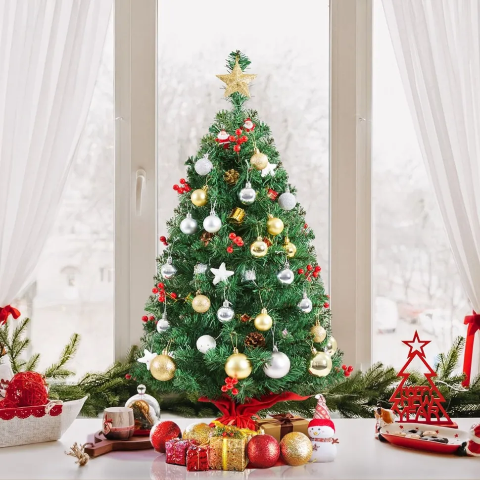 Discount The Holiday Aisle Green Realistic Spruce Cashmere Christmas Tree With Led Twinkling Lights And Berries