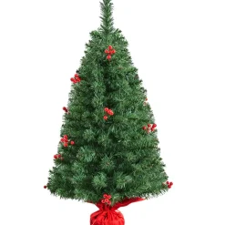 Discount The Holiday Aisle Green Realistic Spruce Cashmere Christmas Tree With Led Twinkling Lights And Berries
