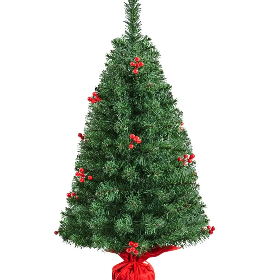 Discount The Holiday Aisle Green Realistic Spruce Cashmere Christmas Tree With Led Twinkling Lights And Berries