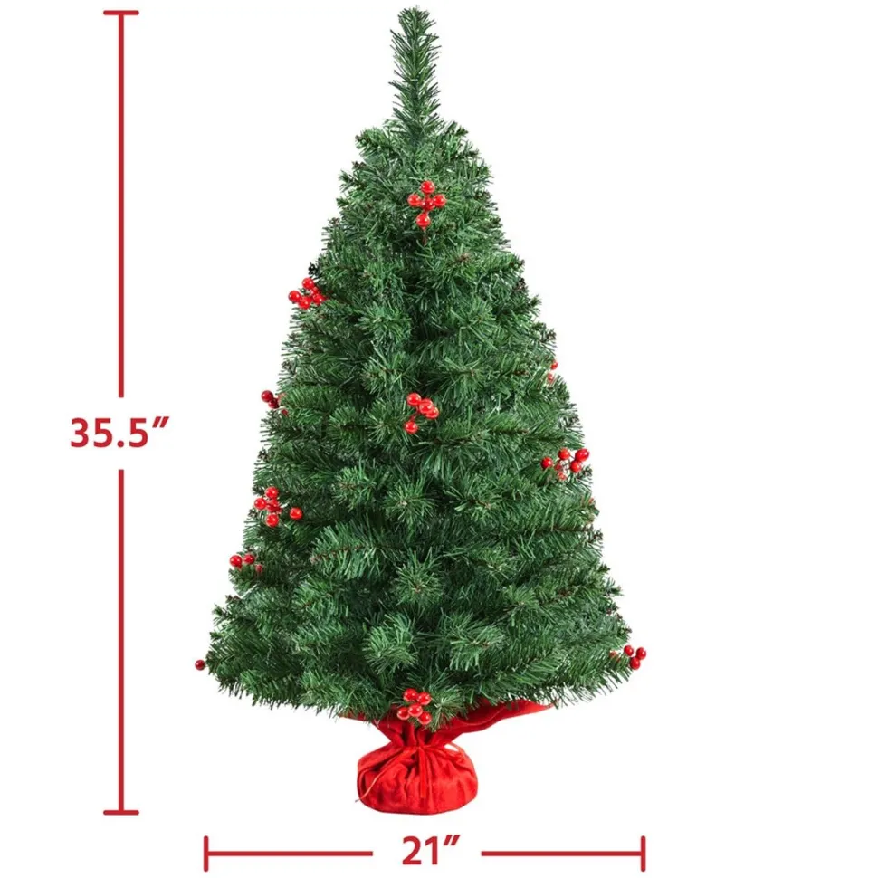 Discount The Holiday Aisle Green Realistic Spruce Cashmere Christmas Tree With Led Twinkling Lights And Berries