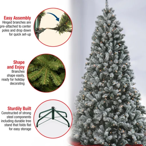 Discount The Holiday Aisle Green Spruce Flocked/Frosted Christmas Tree With 450 Lights