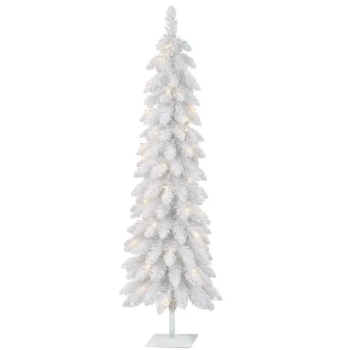 Store The Holiday Aisle Gwinda 4' H Slender White Pine Christmas Tree With 50 Lights