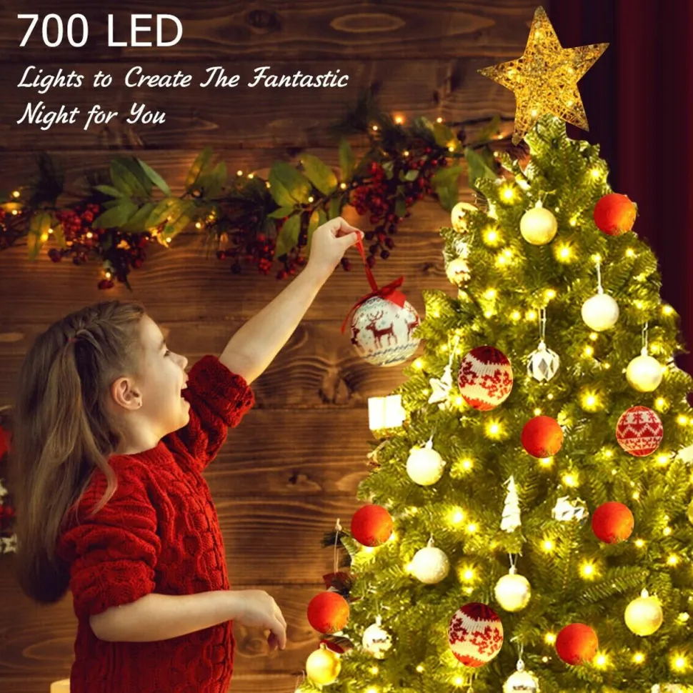 Discount The Holiday Aisle Hinged 7.5' Green Fir Artificial Christmas Tree With 700 Clear And White Lights