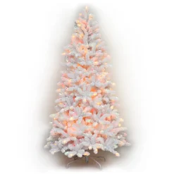 Outlet Martha Stewart Flocked White Spruce Artificial Christmas Tree With Multi-Color Lights