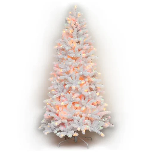 Outlet Martha Stewart Flocked White Spruce Artificial Christmas Tree With Multi-Color Lights