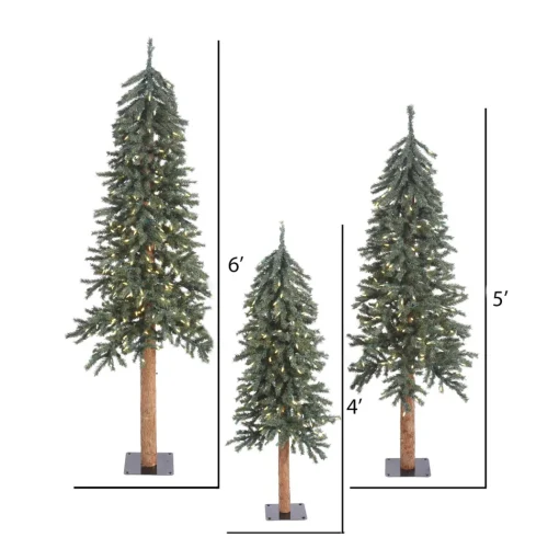Online The Holiday Aisle Natural Bark Alpine 3 Piece Artificial Christmas Tree Set With 500 Warm White Led Lights