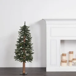 Shop The Holiday Aisle Natural Bark Alpine 3 Piece Artificial Christmas Tree Set With 185 Warm White Lights