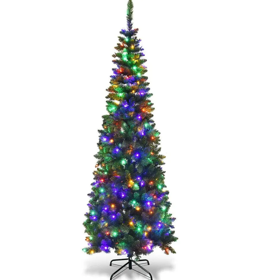 Online The Holiday Aisle Pencil 7.5' Green Fir Artificial Christmas Tree With Multi-Color Lights