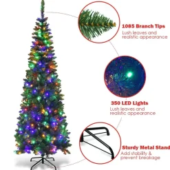 Online The Holiday Aisle Pencil 7.5' Green Fir Artificial Christmas Tree With Multi-Color Lights