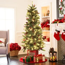 Outlet The Holiday Aisle Pre-Lit Porch 5' Green Pine Fir Artificial Christmas Tree With 150 Warm White Lights