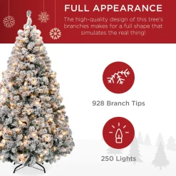 Hot The Holiday Aisle Pre-Lit Snow Flocked Artificial Christmas With Clear/White Lights