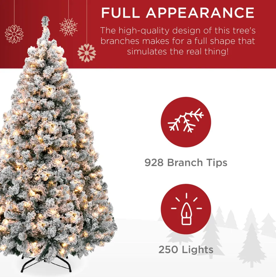 Hot The Holiday Aisle Pre-Lit Snow Flocked Artificial Christmas With Clear/White Lights