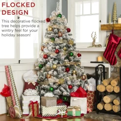 Hot The Holiday Aisle Pre-Lit Snow Flocked Artificial Christmas With Clear/White Lights