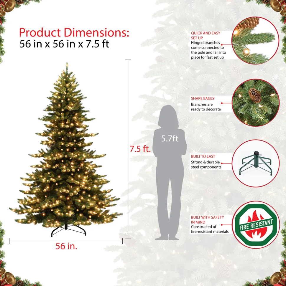 Discount The Holiday Aisle Royal Majestic 7.5' Green Spruce Artificial Christmas Tree With 700 Cool White Lights