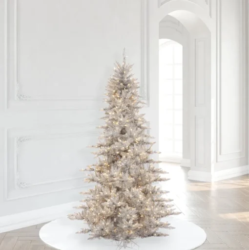 Best Sale The Holiday Aisle Silver Tinsel Fir Artificial Christmas Tree