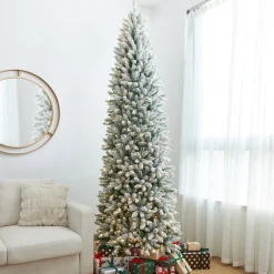 Hot The Holiday Aisle Slender Flocked/Frosted Pine Christmas Tree With Lights