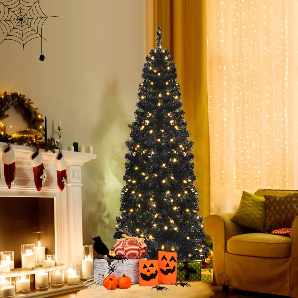 Hot The Holiday Aisle Slendert Black Realistic Artificial Pvc Cashmere Christmas Tree