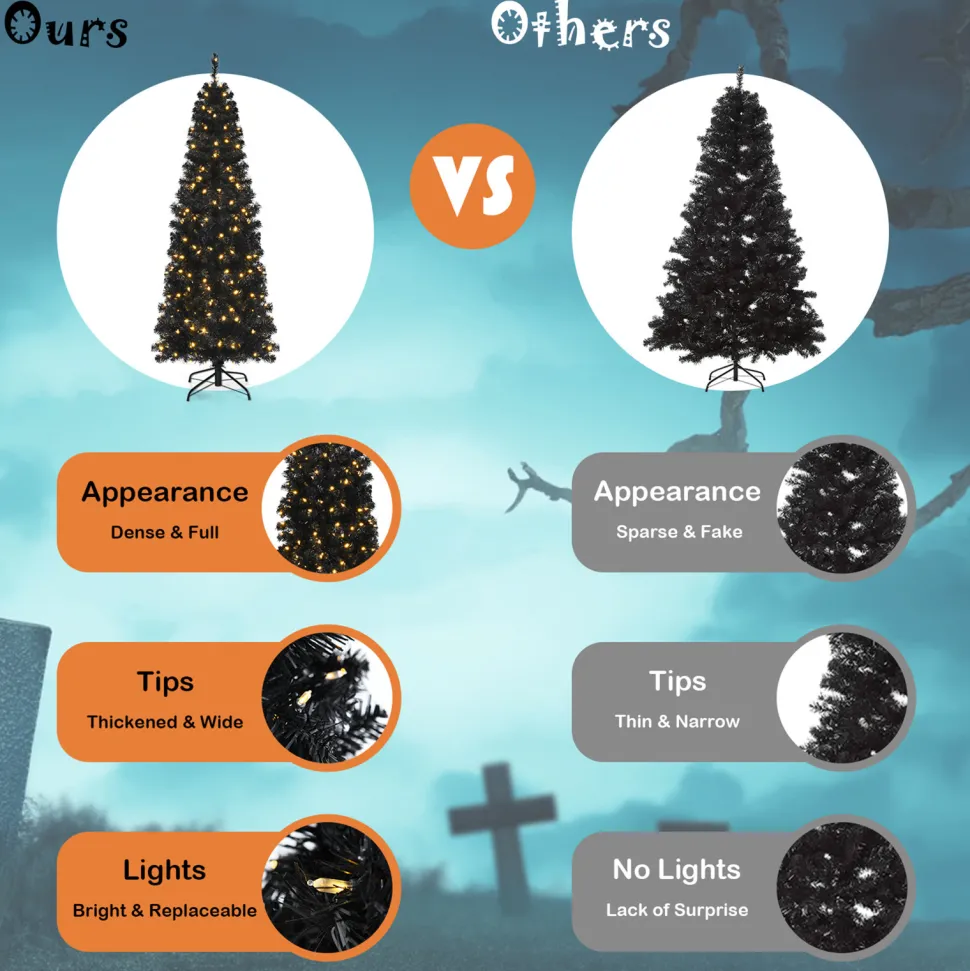 Hot The Holiday Aisle Slendert Black Realistic Artificial Pvc Cashmere Christmas Tree