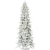 Clearance The Holiday Aisle Slim Flocked Christmas Tree With Metal Base, Mountain Pine Snowy Artificial Tree