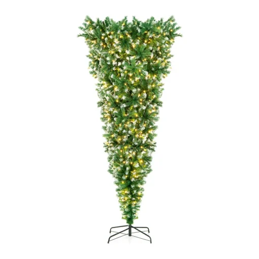 Outlet The Holiday Aisle Snowy 7.5 ' H Upside Down Green Realistic Artificial Pine Christmas Tree With 400 Led Lights