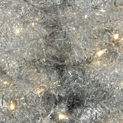 Hot Hashtag Home Tinsel Trees Silver Pine Artificial Christmas Tree With Clear Lights
