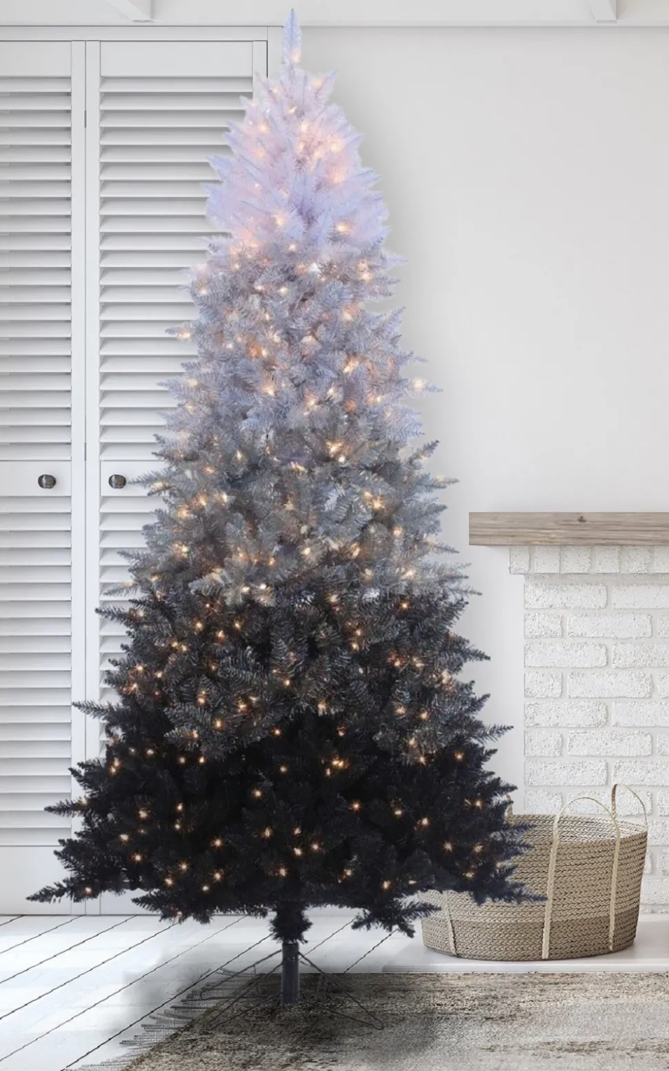 Best Sale The Holiday Aisle Vintage Prelit Ombre 7.5' Black/Gray Spruce Artificial Christmas Tree