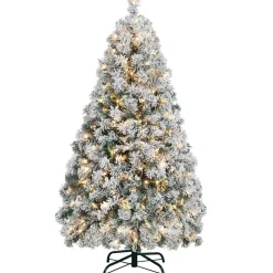 Flash Sale The Holiday Aisle White/Green Pvc Spruce Flocked/Frosted Christmas Tree With Incadescent