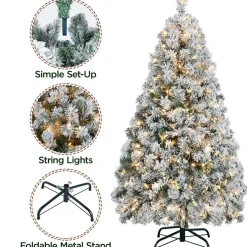 Flash Sale The Holiday Aisle White/Green Pvc Spruce Flocked/Frosted Christmas Tree With Incadescent